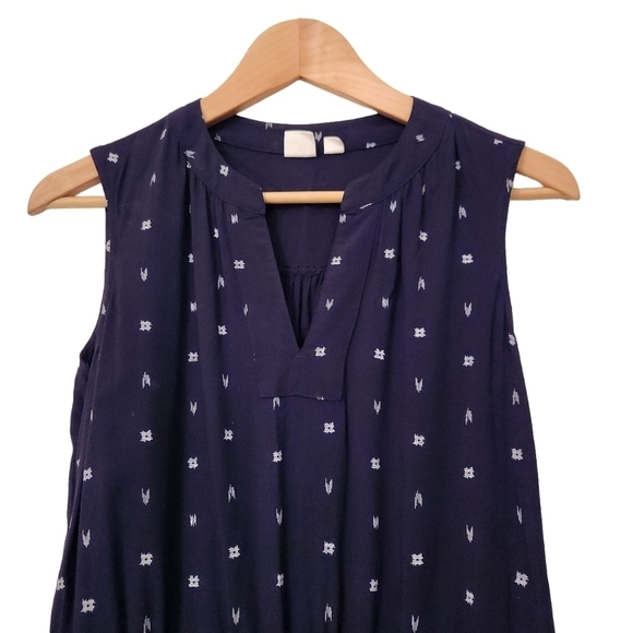 Gap navy blue white sleeveless v-neck mid dress - Picture 3 of 11